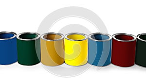 Set of different paint cans