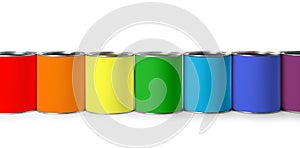 Set of different paint cans