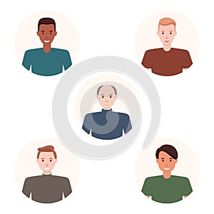 Set different person portrait of big diverse business team flat illustration. Collection of people avatars isolated