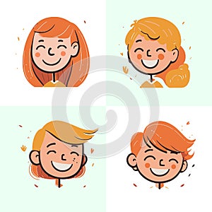 Set different person portrait of big diverse business team vector flat illustration. Collection of people avatars isolated.