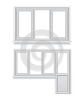 Set of different plastic windows