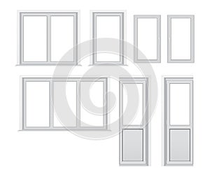 Set of different plastic windows layout options