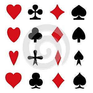 Set of different playing cards symbols