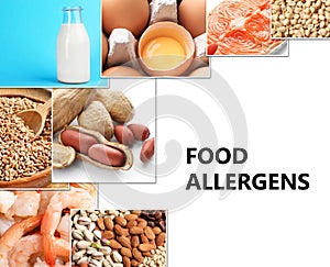 Set of different products causing food allergies