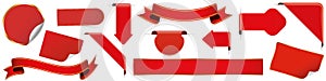 Set of different redbanners, ribbons, stickers and other vector design elements