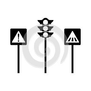 Set of different road signs, flat vector illustration