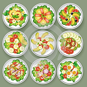 Set of different salads photo