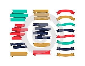 Set of different shape ribbon banners.