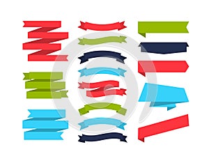 Set of different shape ribbon banners.