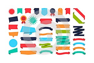 Set of different shape ribbon banners.