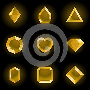 Set of different shapes gems.