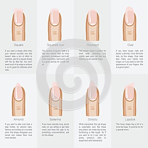 Set of different shapes of nails