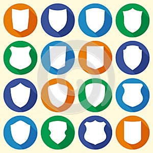 Set of different shield shapes icons