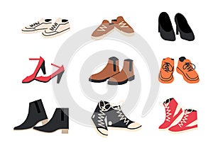 Set of Different Shoes Isolated