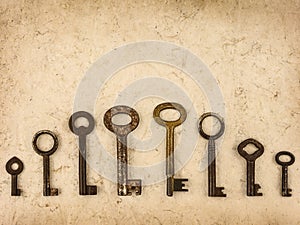 Set of different size antique keys