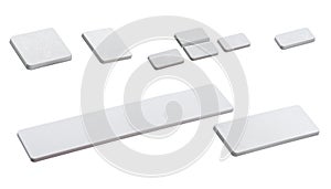 A set of different size computer keyboard button in white color isolated on white background