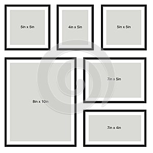 Set of different sizes simple elegant photo frames Free Vector canvas painting photography wall frame