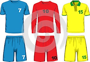 Set of different soccer uniform. Vector