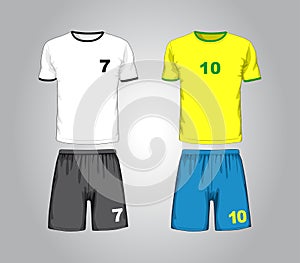 Set of different soccer uniform. Vector illustration.