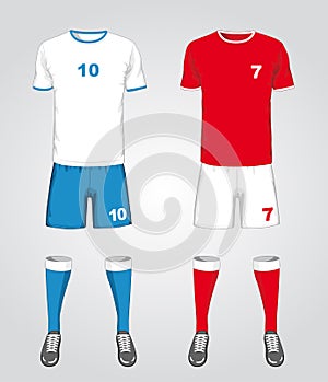 Set of different soccer uniform. Vector illustration.