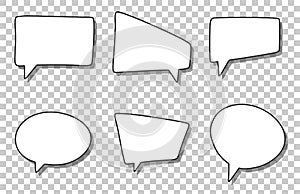 Set of different speech bubbles, blank and empty template of chat signs. Cartoon style vector image