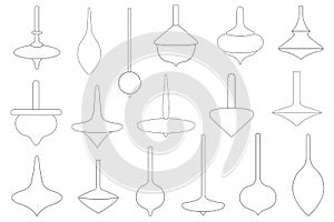 Set of different spinning tops