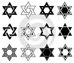 Set of different Star of David illustrations