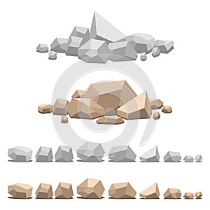 Set of different stones, vector illustration