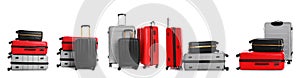 Set of different suitcases for travelling