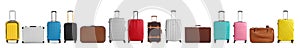 Set of different suitcases for travelling