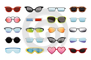 Set of different sun glasses