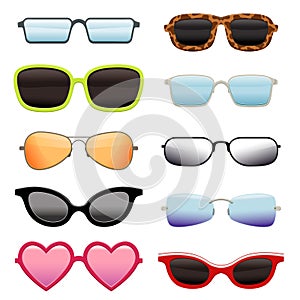 Set of different sun glasses