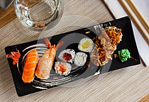 Set of different sushi - maki, california and nigiri. Japanese cuisine