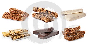 Set of different sweet protein bars