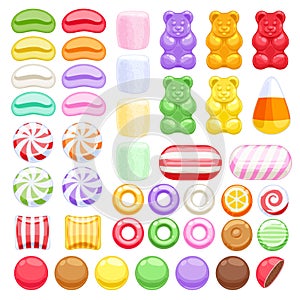 Set of different sweets. Assorted candies