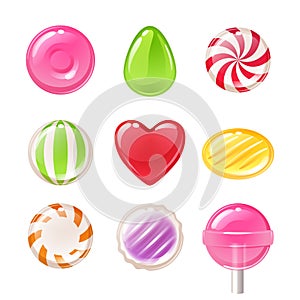 Set of different sweets. Assorted candies.