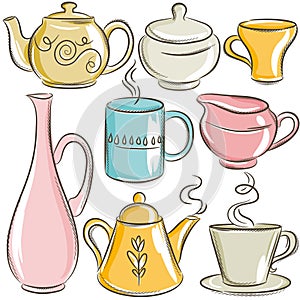 Set of different tableware