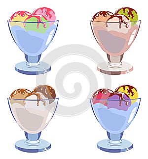 Set of different tasty ice cream