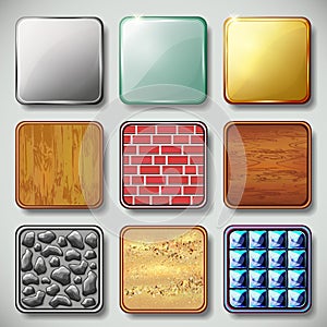 Set of different textured apps icons vector