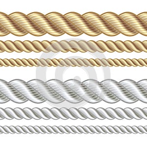 Set of different thickness ropes