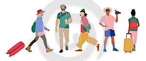 Set of different tourist Characters, men and women