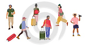 Set of different tourist Characters, men and women
