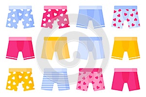 Set of different type and color of men`s boxer underpants