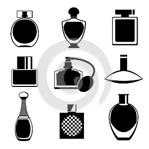 Set of different type of parfume bottles