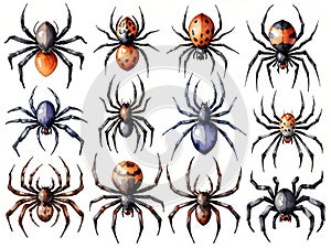 set of different types of spiders