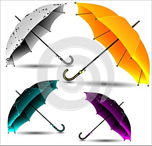 Set of different umbrellas
