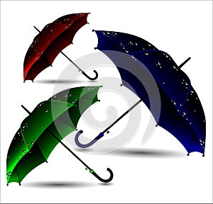 Set of different umbrellas