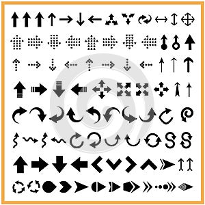 set of different vector arrow icons, Flat of group arrows, shapes collections