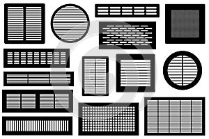 Set of different ventilations grilles