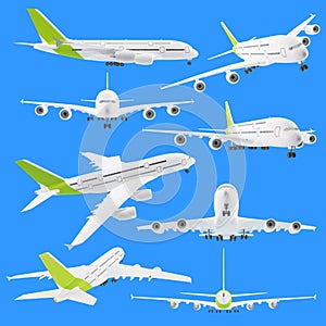 Set of different views of airplane